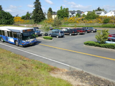 The local bus arriving at Centennial Station.