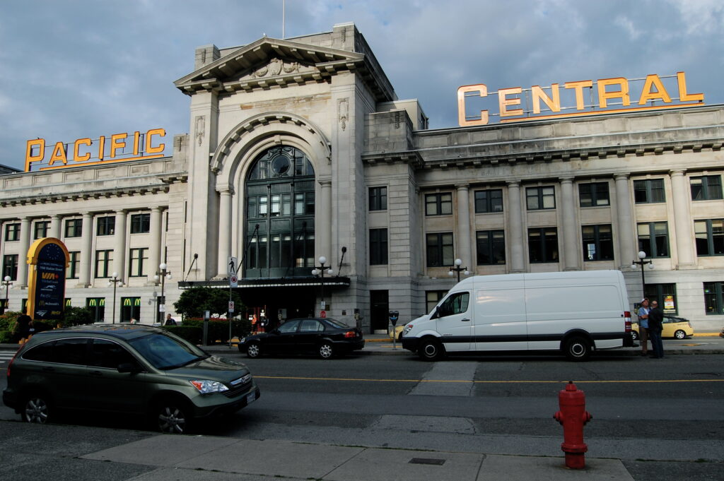 The front of the Vancouver BC train station
