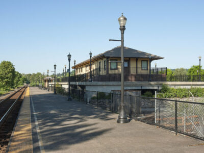 The platform at Oregon City Station.