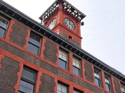 The clock tower at Union Station.