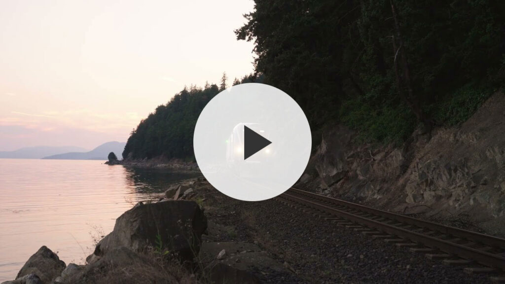 Watch a new Amtrak Cascades train head south to Seattle beneath a Pacific Northwest sunset
